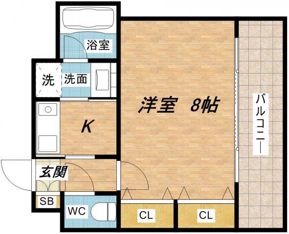 コスモリード谷町六丁目(1K/6階)の間取り写真