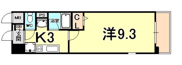 ハイムさわらび(1K/1階)の間取り写真