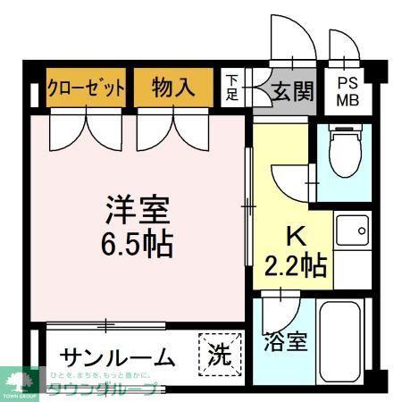 AWAビル(1K/2階)の間取り写真