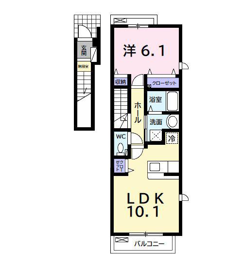 アルカンシェル市原 C(1LDK/2階)の間取り写真