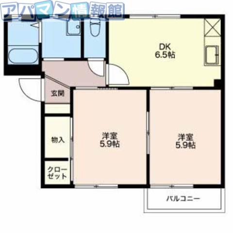 サンモール新潟(2DK/1階)の間取り写真