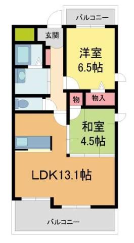 コモド西宮(2LDK/8階)の間取り写真