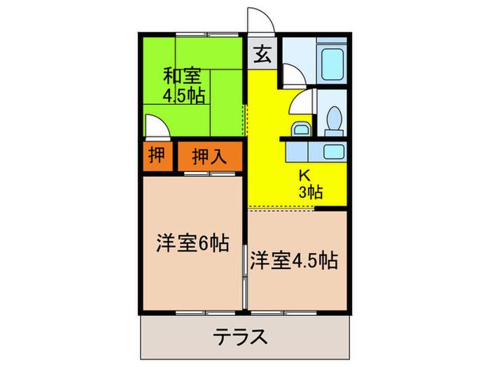 イケダハイツA(3K/1階)の間取り写真