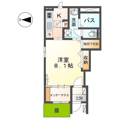 サンセットビュー(1K/1階)の間取り写真