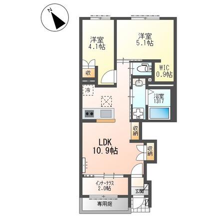 ヴィルヴィレッジ壱番館(2LDK/1階)の間取り写真