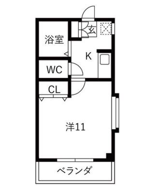 パラドール(1K/2階)の間取り写真