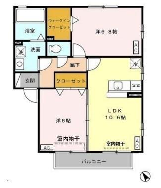 リビングタウン上野台(2LDK/2階)の間取り写真