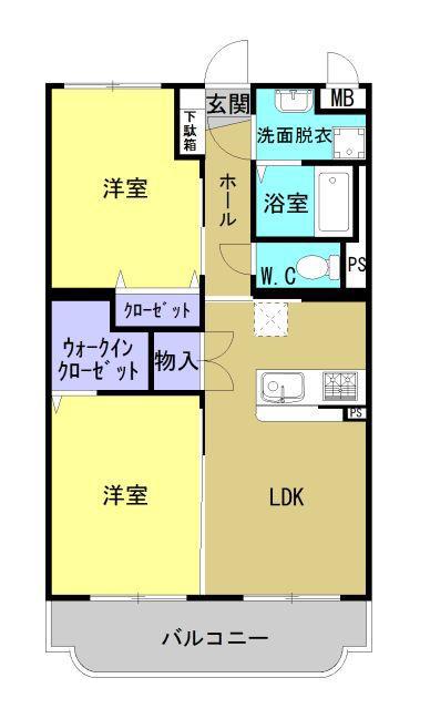 プレジールK(2LDK/3階)の間取り写真