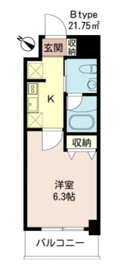 サンフル用賀(1K/2階)の間取り写真