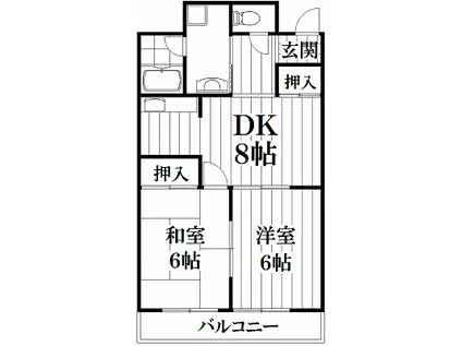 ルノール鴻池(2DK/2階)の間取り写真