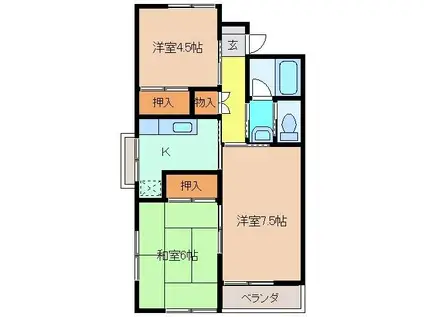 ハイツ アバンテ A棟(3K/2階)の間取り写真