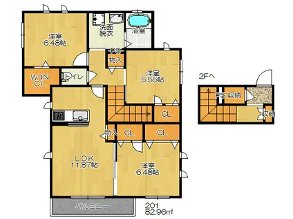 シャーメゾンクオーレ(3LDK/2階)の間取り写真