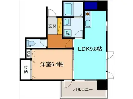オリンピア春日町(1LDK/4階)の間取り写真