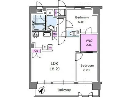 マイキャッスル目黒不動前(2LDK/5階)の間取り写真