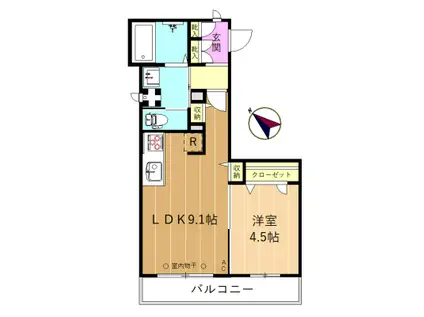 トロワ ヴィラージュ(1LDK/2階)の間取り写真