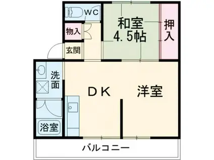 ユートピア長洲I(2DK/4階)の間取り写真