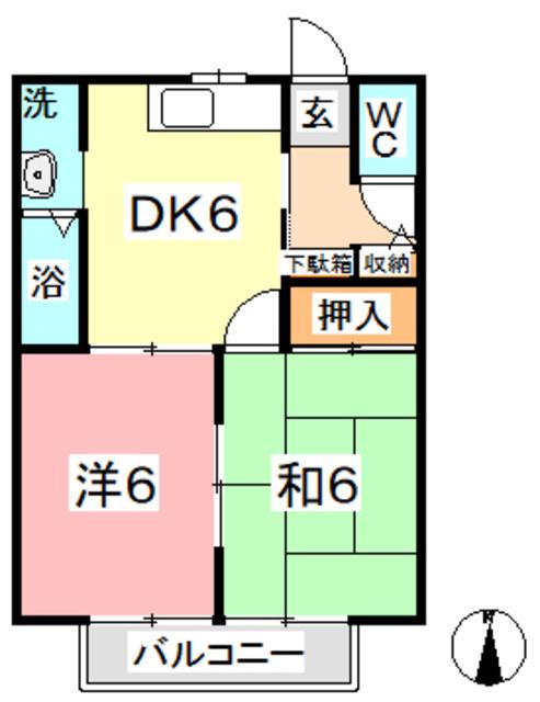 サニーガーデン(2DK/1階)の間取り写真