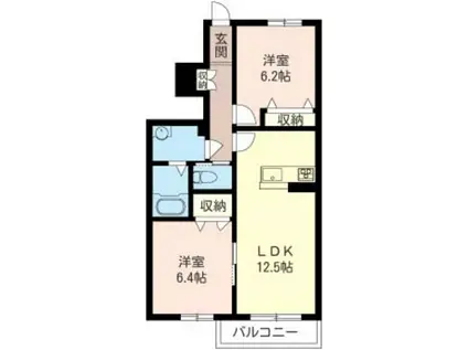 グリューネメイン(2LDK/1階)の間取り写真