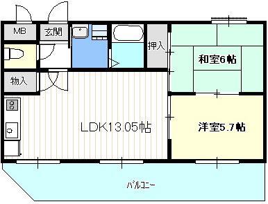メゾンメリオール(2LDK/1階)の間取り写真