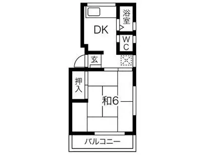 岡本ハイツ(1DK/2階)の間取り写真