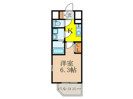 エスリード新大阪ヴェルデ(1K/6階)の間取り写真