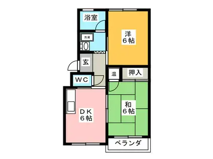 サンビレッジ中津川II(2DK/1階)の間取り写真