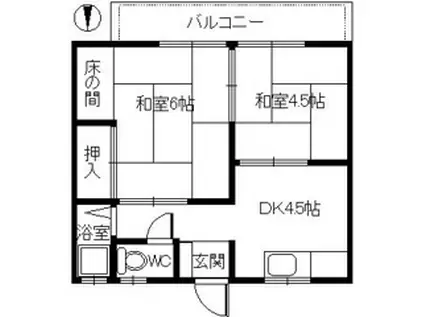 阪堺マンション(2DK/3階)の間取り写真