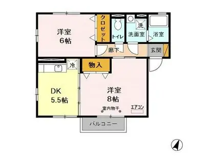 サルピンクスA・B(2DK/2階)の間取り写真