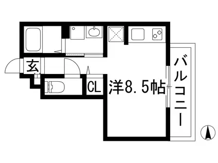 ＪＲ福知山線 川西池田駅 徒歩3分 3階建 築18年(ワンルーム/1階)の間取り写真