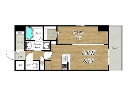 YELL GRAND TOYONAKA(1LDK/11階)の間取り写真