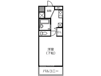 ルミエール箕面III(1K/1階)の間取り写真