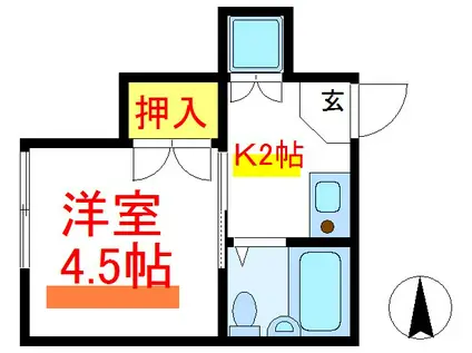 タカタハイツ(1K/2階)の間取り写真