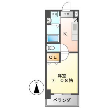 アールズタワー池下西(1K/1階)の間取り写真
