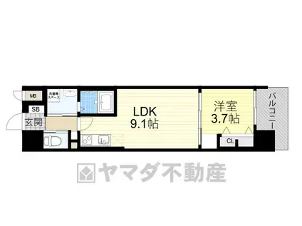 スプランディッド江坂DUE(1LDK/6階)の間取り写真