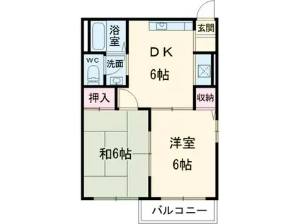シェスタ神明(2DK/1階)の間取り写真
