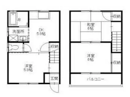 プレジール高木(3DK/1階)の間取り写真