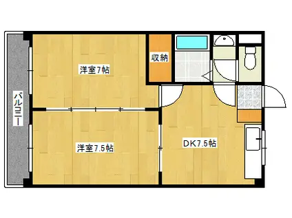 リマーカーブル己斐(2DK/2階)の間取り写真