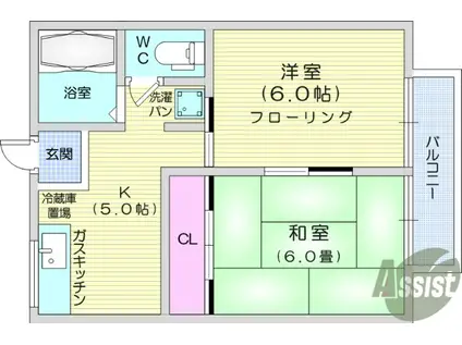 コーポアンデルセンⅠ(2DK/2階)の間取り写真