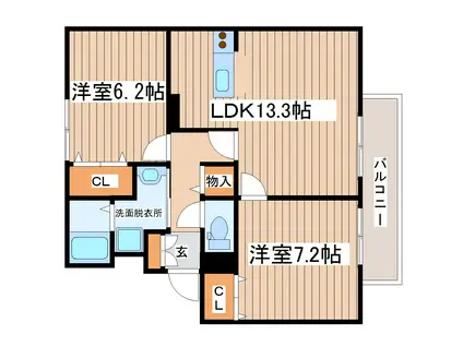 クラハーニ(2LDK/1階)の間取り写真