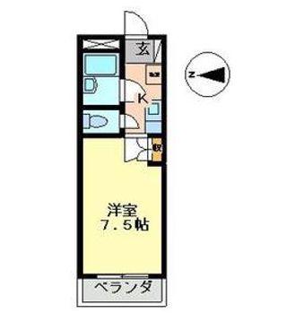 エメローズ穂垣(1K/2階)の間取り写真