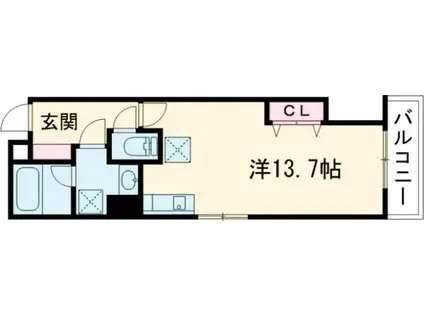 LIVEMAX MOON(ワンルーム/2階)の間取り写真