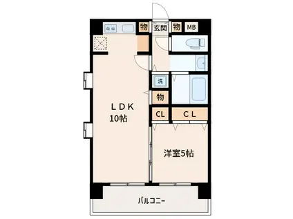 エストリーヴルII(1LDK/6階)の間取り写真