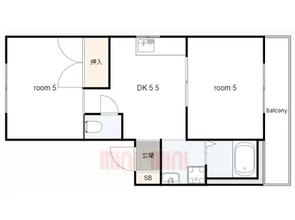 俊成マンション(2DK/3階)の間取り写真