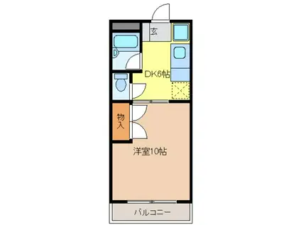 マンション明日香(1DK/4階)の間取り写真