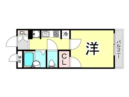 レオパレスウォーターウェーブ(1K/4階)の間取り写真