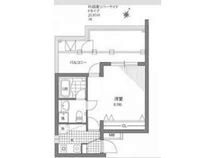 N プライムアーバン目黒リバーサイド(1K/4階)の間取り写真