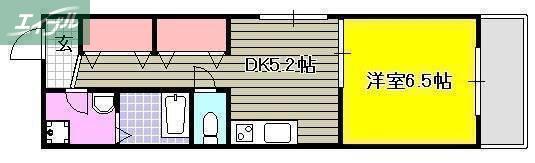 COCO新屋敷(1DK/1階)の間取り写真