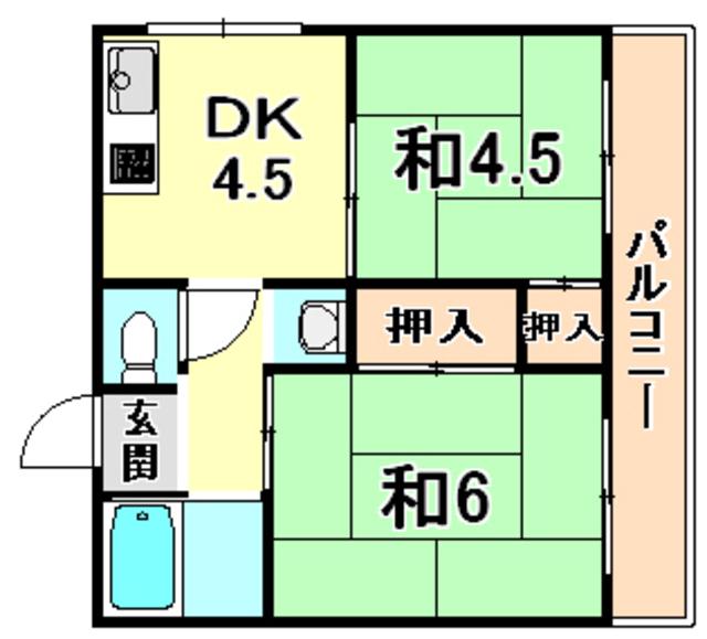 第2坂田ビル(2DK/2階)の間取り写真