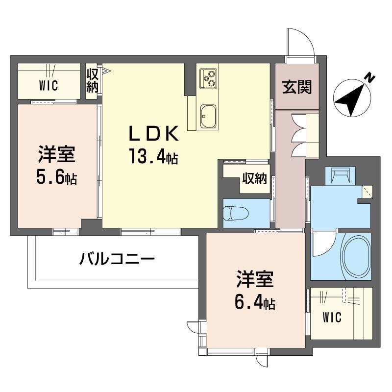 カムイ チセ(2LDK/2階)の間取り写真