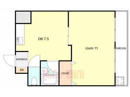 櫻井ビル(1DK/3階)の間取り写真